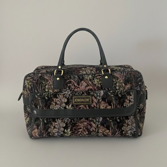 Vintage 1980s Jordache Floral Weekender Bag, Timeless Aesthetic Tapestry Duffle - Picture 4 of 8